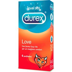 Durex Love - Preservativi Anatomici Lubrificati in Lattice, Confezione da 6 Pezzi