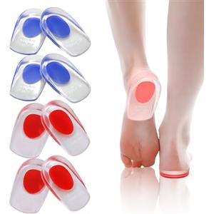 JINGIHE 4 Paia Talloniera In Silicone, Talloniera Per Tallonite, Solette Sperone Calcaneare, Fascite Plantare, Cuscinetti Tallone, Antishock, Gel, Unisex, Piccolo, Blu Rosso, 35-39 Uk 4-7 Eu 35-39