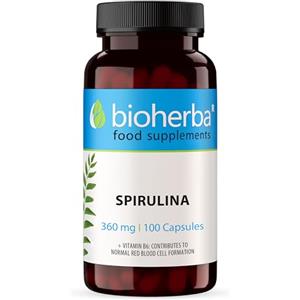 BIOHERBA Spirulina 360mg - 100 capsule Fonte di Proteine Vegetali | Energia & Difese Immunitarie | Bioherba