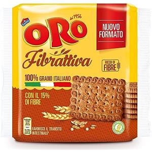 Oro Saiwa Fibrattiva, Biscotti Integrali con 15% di Fibre, 100% Grano Italiano, Consigliato per la Regolarità Intestinale, 420g