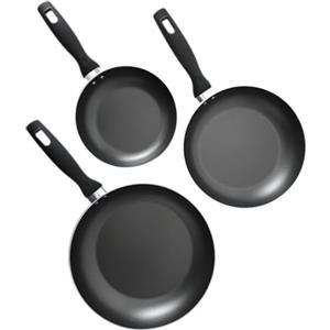 Home Theory Set di 3 padelle antiaderenti - Set di padelle professionali antiaderenti - 20 cm, 24 cm, 28 cm - distribuzione uniforme del calore - manici per mantenere il freddo - padella in alluminio resistente