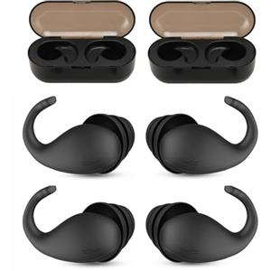 Agatige 2 Paia Tappi Per Le Orecchie in Silicone Nero Per Dormire, NRR 40dB Cancellazione del Rumore Tripla Protezione Tappi Per Le Orecchie Riutilizzabili Tappi Per Le Orecchie Per La Riduzione del Rumore