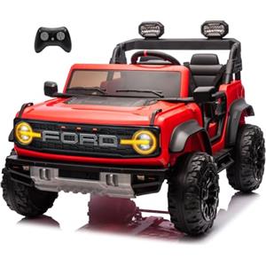 Mondial Toys Ford Bronco Raptor 24V Maxi Fuoristrada 2 Posti Auto Macchina Elettrica per Bambini Telecomando Luci a Led Bluetooth Ammortizzatori Carico Massimo 60 Kg Rosso