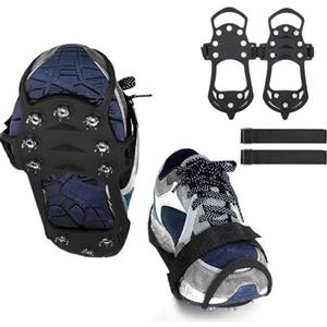 YQBFTC Ramponi per Scarponi,Ramponcini da Neve,Ramponi da Ghiaccio Antiscivolo per Inverno con 10 Borchie,Ramponi Tacchetti Spikes per Scarponi da Alpinismo,Scarpe per Ghiaccio Trazione(M/L/XL)