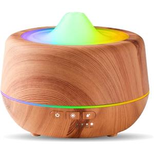 INXDOLHOM Diffusore di oli essenziali, diffusore per aromaterapia a ultrasuoni da 500 ml, umidificatore a nebbia fredda con luci LED a 7 colori, 4 timer, funzione di spegnimento automatico