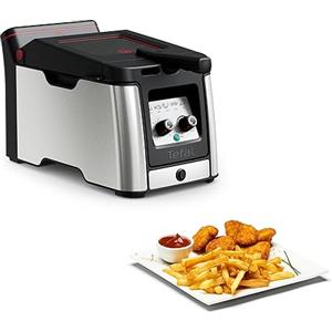 Tefal FR600D Clear Duo, friggitrice con meno fumo e odori, capacità 1,2 kg, termostato, timer, grande finestra senza appannamento, lavabile in lavastoviglie, acciaio inox/nero