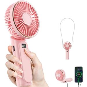 TUNISE Mini Ventilatore Portatile USB Ricaricabile, 4000mAh Batteria, 6 Velocità, Ventilatore da Tavolo Pieghevole 180°, Ultra Silenzioso, Display LCD, Design Piccolo e Tascabile per Casa, Ufficio, Campeggio