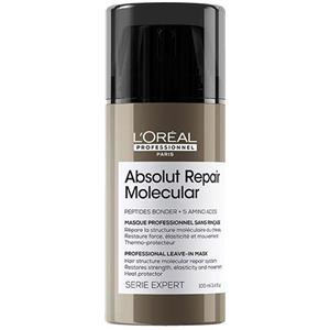 L'Oréal Professionnel Serie Expert Absolut Repair Molecular Maschera Senza Risciacquo 100ml - Riparazione Profonda per Capelli Danneggiati con Peptidi e Aminoacidi