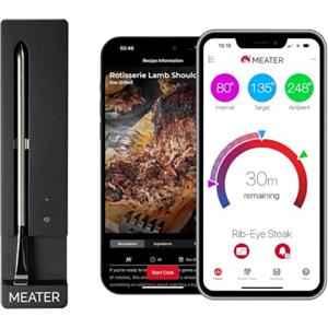 MEATER SE - Termometro per carne wireless con Bluetooth, misura temperatura interna e ambientale, perfetto per forno, grill, cucina, barbecue, girarrosto, dotato di caricatore nero