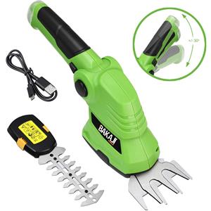 BAKAJI Forbici Cesoie Sfoltirami Elettrico a Batteria Tagliaerba Tagliasiepi USB 2 Lame