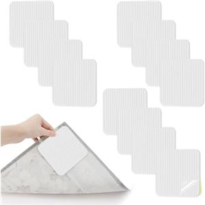 GlasFlength Antiscivolo per Tappeti, 12 Pezzi Adesivi Antiscivolo da Tappeto Gripper Tappetino antiscivolo New Materials to Anti Curling Ferma Tappeto per Cucina Camera Da Letto Bagno (Bianco)