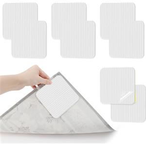 GlasFlength Antiscivolo per Tappeti, 8 Pezzi Adesivi Antiscivolo da Tappeto Gripper Tappetino antiscivolo New Materials to Anti Curling Ferma Tappeto per Cucina Camera Da Letto Bagno (Bianco)