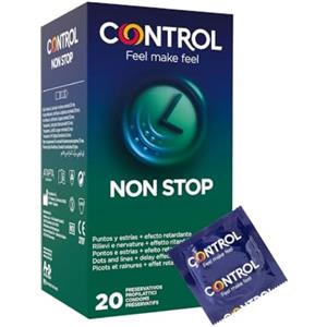 Control Non Stop Preservativi Ritardanti e Stimolanti, 20 Profilattici