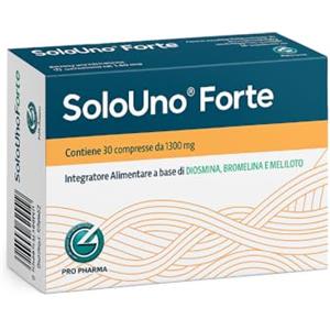 PRO PHARMA SoloUno® Forte Integratore con Bromelina forte 5000 GDU, Diosmina, Centella, Meliloto e Vite Rossa - Azione drenante e vasotonica per il microcircolo e la circolazione delle gambe Made in Italy 30 cpr
