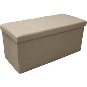 INTRECCI Pouf Contenitore, Panca Scarpiera, in Tessuto, Rettangolare, 76x34x34 cm, Imbottito, Versatile, Facile da Pulire. Colore: Caffelatte