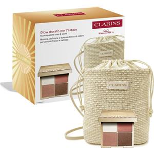 Clarins Palette Viso & Occhi Glow Dorato - Edizione Limitata con 4 Polveri Perlate per Look Estivi Brillanti