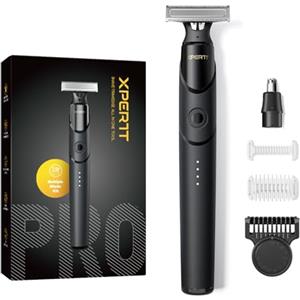 Roleader Xpert T - Rasoio elettrico elettrico da uomo, con tagliacapelli integrato, 12 in 1, regolabile, 2 inserti per il corpo, unisex, colore nero