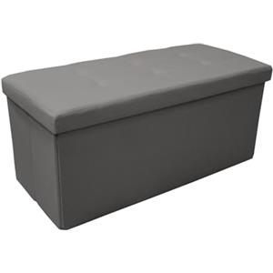 INTRECCI Pouf Contenitore, Panca Scarpiera, in Tessuto, Rettangolare, 76x34x34 cm, Imbottito, Versatile, Facile da Pulire. Colore: Grigio
