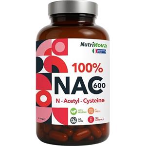 NUTRINOVA® NAC N-Acetil-Cisteina 600 Mg Pura 180 Capsule, Alta Qualità Alto Dosaggio, Integratore Acetilcisteina Difese Immunitarie Precursore Del Glutatione, Trattamento Completo Per 6 Mesi