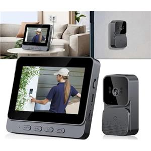 Zeerkeer Citofono senza fili 1080P con schermo IPS 4,3 Campanello senza fili con Audio bidirezionale visione notturna,Videocitofono wireless Campanello Esterno senza fili e Schermo NO APP, 0 Costi Mensili