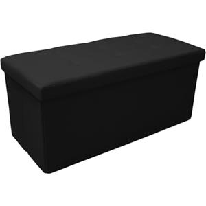 INTRECCI Pouf Contenitore, Panca Scarpiera, in Tessuto, Rettangolare, 76x34x34 cm, Imbottito, Versatile, Facile da Pulire. Colore: Nero