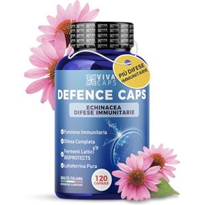 VIVACAPS Integratore difese Immunitarie adulti 120cps due al giorno, Integratore sistema immunitario con Echinacea Forte, Lattoferrina, Vitamina C, Zinco, Vitamina D - Made In Italy