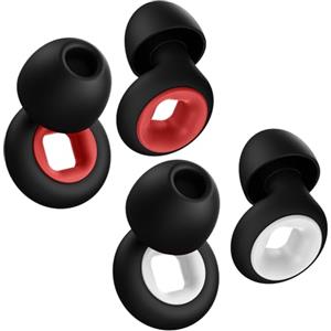 Vauki Tappi per orecchie da 28 dB per dormire, 2 paia riutilizzabili in morbido silicone per moto, sonno e concerti, anti-rumore con 8 punte, nero/rosso e nero/bianco