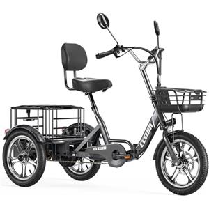 cysum Bicicletta Elettrica a Tre Ruote, Veicolo Elettrico, Triciclo Elettrico Pieghevole, Elettrica Bicicletta Adulti Con 3 Ruote, 16*2.3 Electric Tricycle 48V 22Ah Li-Batteria, Chilometraggio 150km