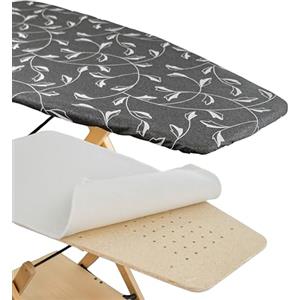 Generico Copertina e Mollettone per Asse da Stiro, Compatibile con Foppapedretti, Colore Argento/Grigio, Tessuto 100% Cotone, 115 x 63 cm, Made in Italy