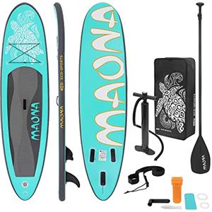 ECD Germany Stand Up Paddle Board Maona SUP Gonfiabile con Pagaia 308 x 78 x 10 cm Turchese Diversi Modelli in PVC Include Pompa Borsa da Trasporto e Accessori Surfboard Tavola Surf Azzuro