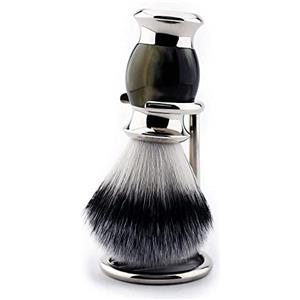 Jag Shaving - Spazzola sintetica per barba, manico in acciaio inox - porta spazzola