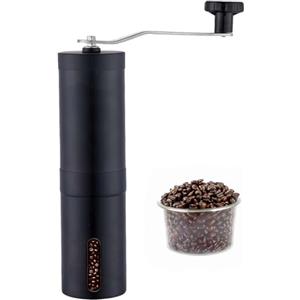 A2ZWORLD Macinacaffè Manuale Professionale in Acciaio Inox con Dimensione della Macinatura Regolabile, Macinino Caffè per Espresso, Moka ed French Press, Adatto per la Casa, Nero, AB706205