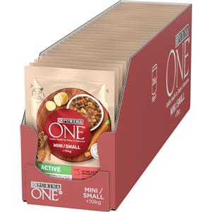 PURINA ONE Mini Active Cibo Umido per Cani Adulti < 10kg con Manzo, Patate e Carote - 26 Bustine da 85g