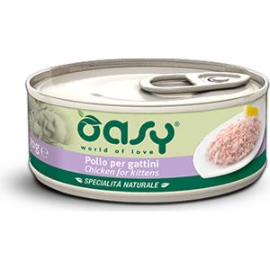 Oasy Specialità Naturale Kitten Pollo - Cibo umido per gattini 70g, senza conservanti e ingredienti artificiali