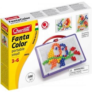 Quercetti Chiodini Quadrati e Triangolari - Gioco Creativo Portatile per Sviluppare Coordinazione e Sensibilità Cromatica