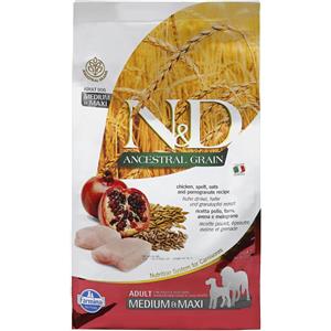 Farmina N&D Ancestral Grain Pollo e Melograno - Alimento Completo per Cani Adulti Medium/Maxi - 2,5 Kg