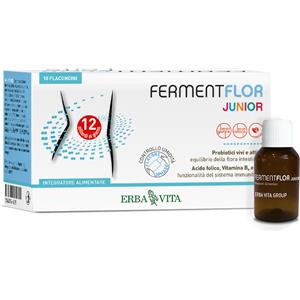 Erba Vita Fermentflor Junior - Integratore Probiotico per Bambini, 10 Flaconcini da 8 ml