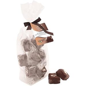 LUSCIOUX Cubetti di torrone morbido alla mandorla ricoperti di cioccolato fondente e granella in Busta con Fiocco (100)