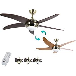 Bastilipo 7784-Malibu Cuero Malibu Pelle Ventilatore da soffitto LED con Telecomando e Pale reversibili. 15 W, Cuoio
