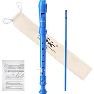 Eastar Flauto Dolce Soprano Blu per Principianti, Diteggiatura Tedesca Do, con Kit di Pulizia e Borsa, ERS-21GB, Uso Scolastico