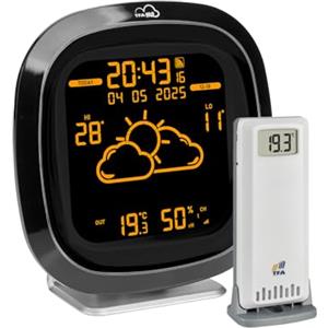 TFA Dostmann Stazione Meteo WiFi Design TFA.me ID-04, 35.8102, Previsioni Meteo Professionali di Wetter.com 4 Giorni, incl Sensore Esterno, Vari Colori Display, Portale Online, Funzione Avviso, Nero