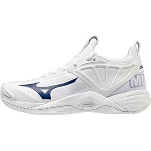 Mizuno, Wave Momentum-Scarpa da pallavolo da Donna 11 1/2, Bianco Blu Marino, 44 EU