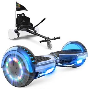 GeekMe Hoverboards con sedile, Hoverboards Hoverkart,Hoverboards Go-Kart con altoparlante Bluetooth, luci a LED, regalo per bambini e adolescenti adulti