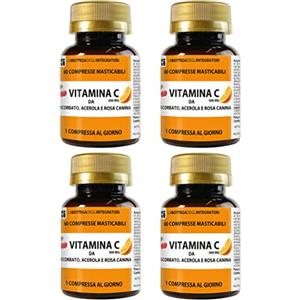 LABOTTEGADEGLIINTEGRATORI Vitamina C da Ascorbato Di Sodio Acerola e Rosa Canina 240 Compresse Masticabili 1 al dì | Senza Glutine e Lattosio | Meno Acida | Assorbimento più rapido | non di origine animale | 500 mg