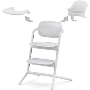 CYBEX Gold LEMO Seggiolone 3-in1, Per Crescere Insieme a Voi, 6 Mesi - 99 Anni, Utilizzabile dalla Nascita con Sdraietta CYBEX, Include Sedile per Bambini e Vassoio, Alluminio/Plastica, All White