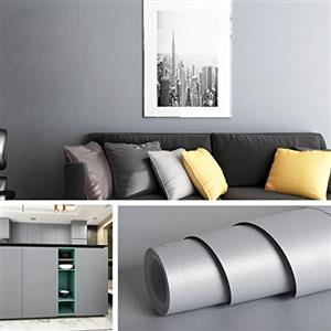 Livelynine 40CMX10M Carta Adesiva per Pareti Colorata Carta da Parati Grigia Moderna Carta da Parati Adesiva Muro Camera da Letto Pellicola Adesiva per Mobile Lavabile Plastica Adesiva per Mobili