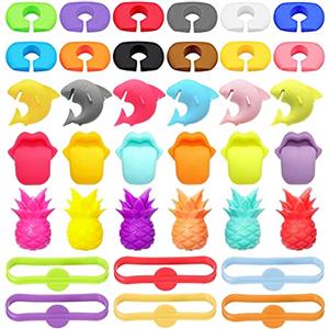 Gativs Segna Bicchieri Calici 36 Pezzi Segnabicchieri in Silicone Marcatori Bicchieri Silicone Identificatore del Bicchiere di Vino Etichette per Bicchiere di Vino Bicchiere Marcatori Bevande