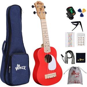 Winzz Ukulele soprano per bambini per adulti e bambini, 53 cm, colore rosso