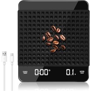 LURICO Bilancia da caffè digitale con timer da 3 kg/0,1 g, bilancia da caffè multifunzionale, con indicatore LED, per uso domestico in cucina e in ufficio