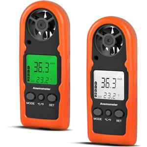 BTMETER Anemometro Palmare - BTMETER BT-816B Misuratore di Velocità del Vento Digitale con Termometro, Retroilluminato per HVAC CFM Shooting Boat (confezione da 2)